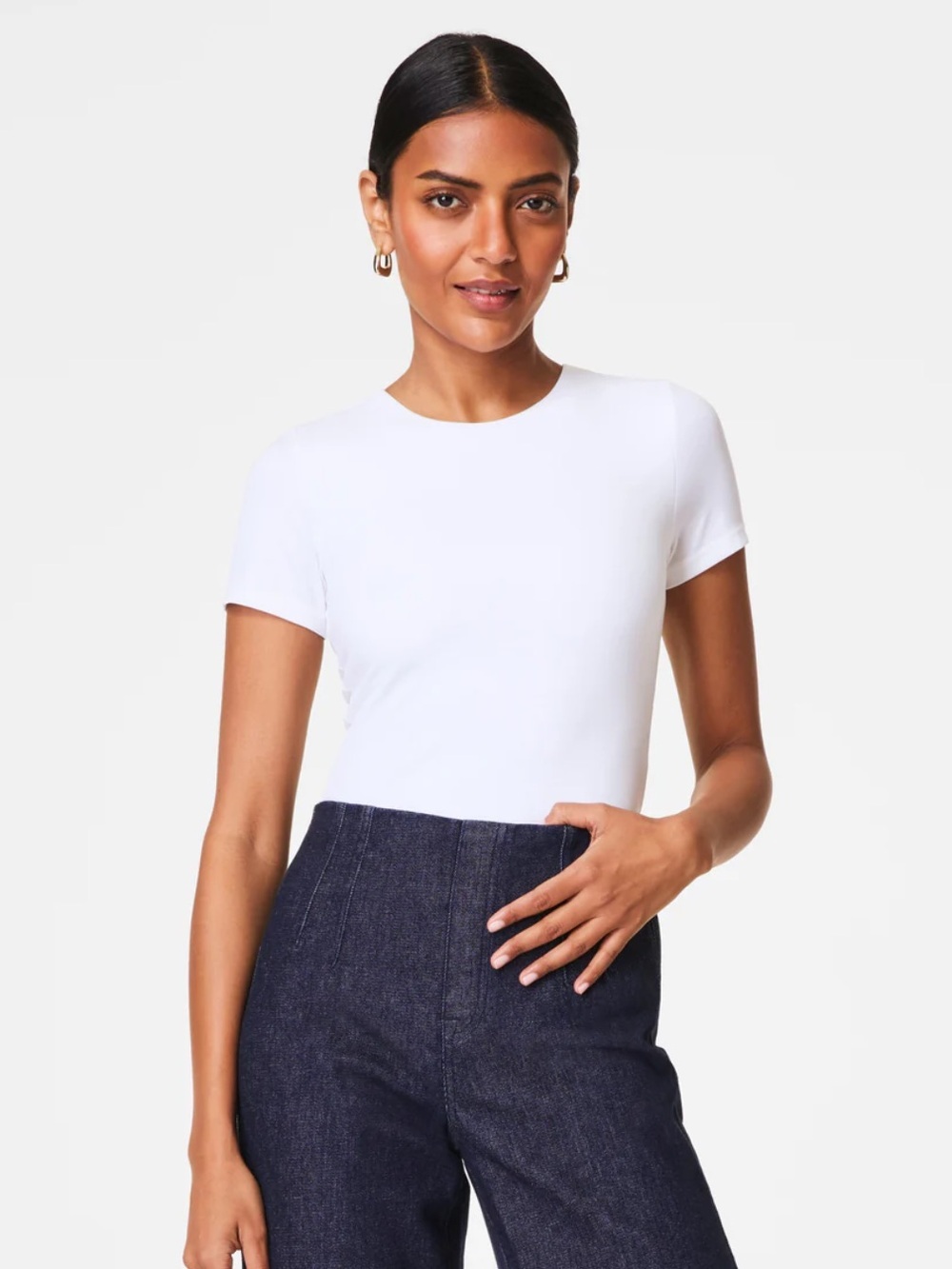 Spanx SPANXsmooth® Jersey Crewneck Tee White Size Medium